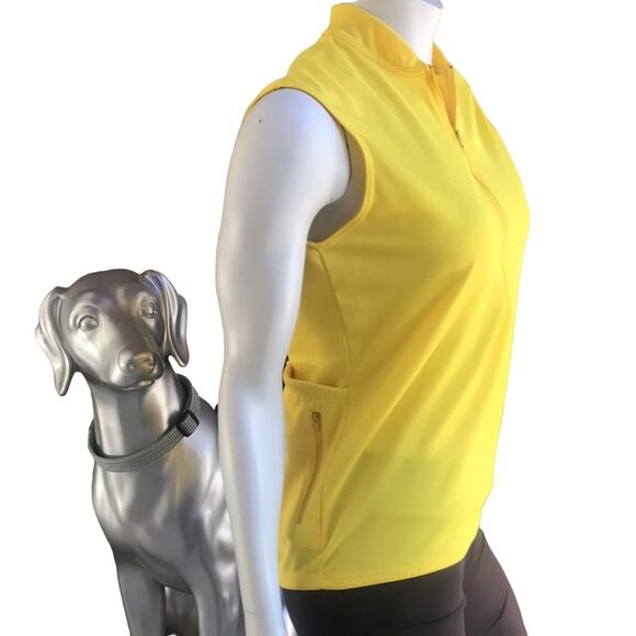 Performance 1/2 Zip Cycling Biking Tank with Pockets Yellow Women's Size Small - Picture 3 of 8